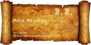 Máté Miletta névjegykártya